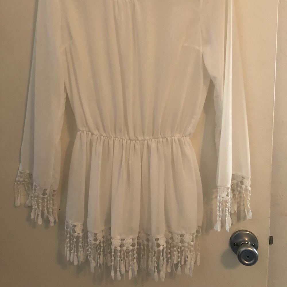 Sheer-Semi Sheer Blouse with Boho Lace